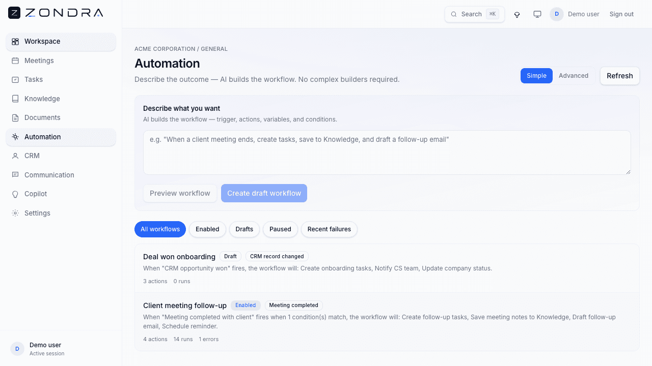 Automation workflow